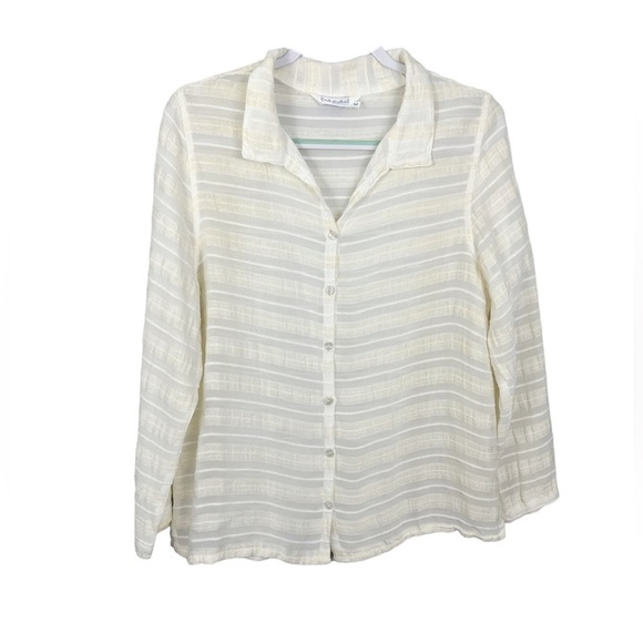 Fresh Produce Striped Semi Sheer Button Down Shirt - Picture 1 of 6